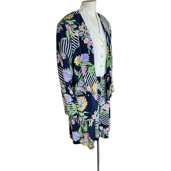 Leslie Fay VINTAGE 2-Piece Blazer & Romper Set Size 14 Blue Floral NWT - Picture 12 of 16